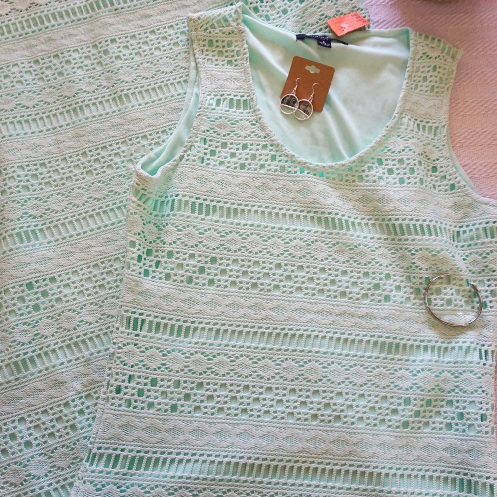 Sharagano Mint Crochet Maxi Dress